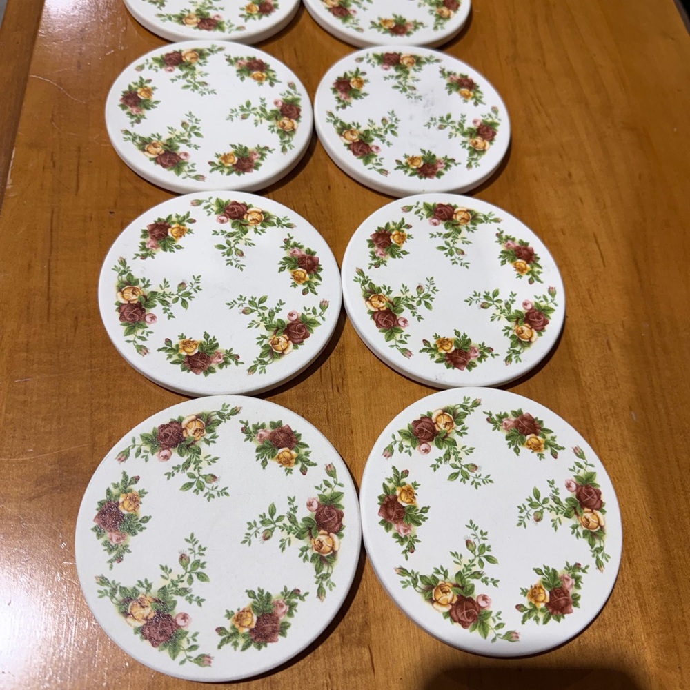Vintage Royal Albert “Old Country Roses” Coaster Set – Set of 8